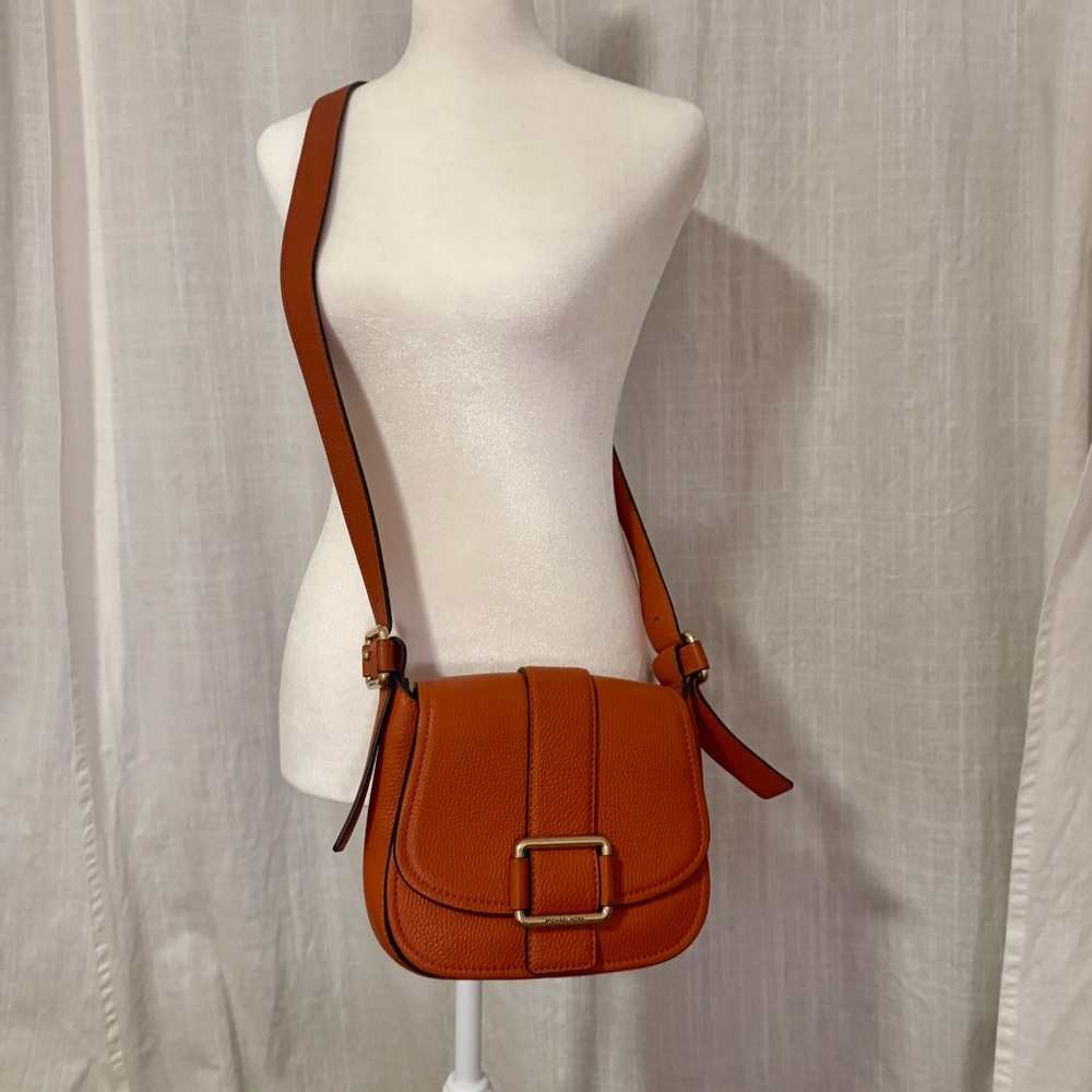 Michael Kors Orange Maxine Crossbody Saddle Bag